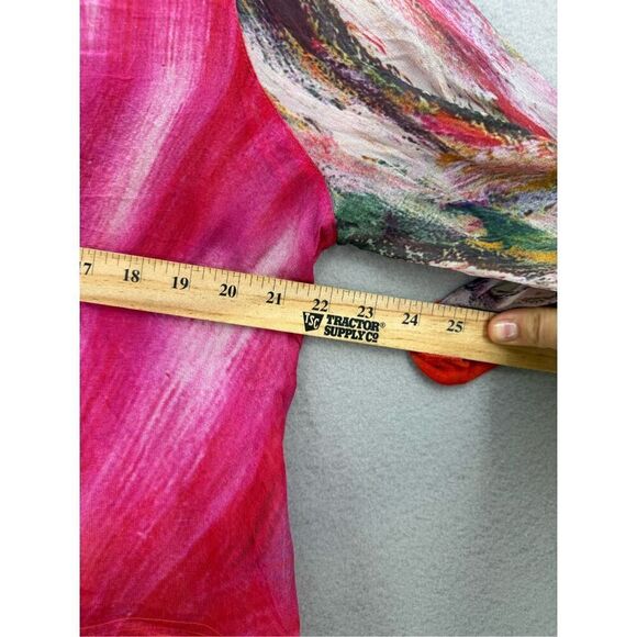 John Mark Womens Multicolor Art Abstract Chiffon Sheer Tunic Blouse Size Medium - Picture 4 of 8